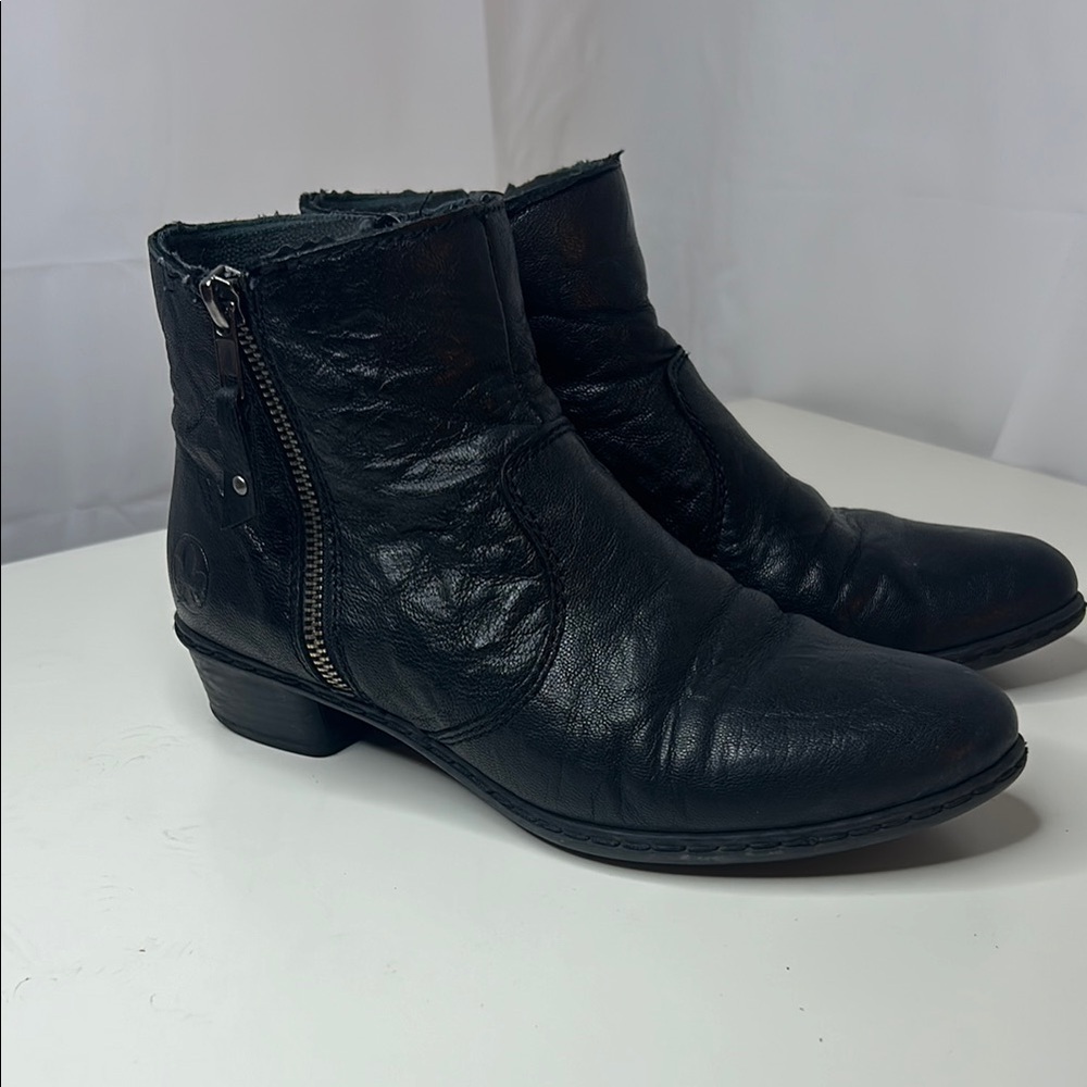Rieker graphite Black ankle boots shock-absorbing sole corpcore business casual